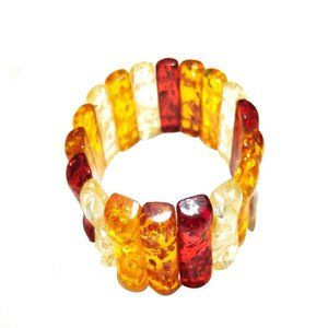 V3 jewelry Multi Color Amber Rectangular Stretch Bracelet
